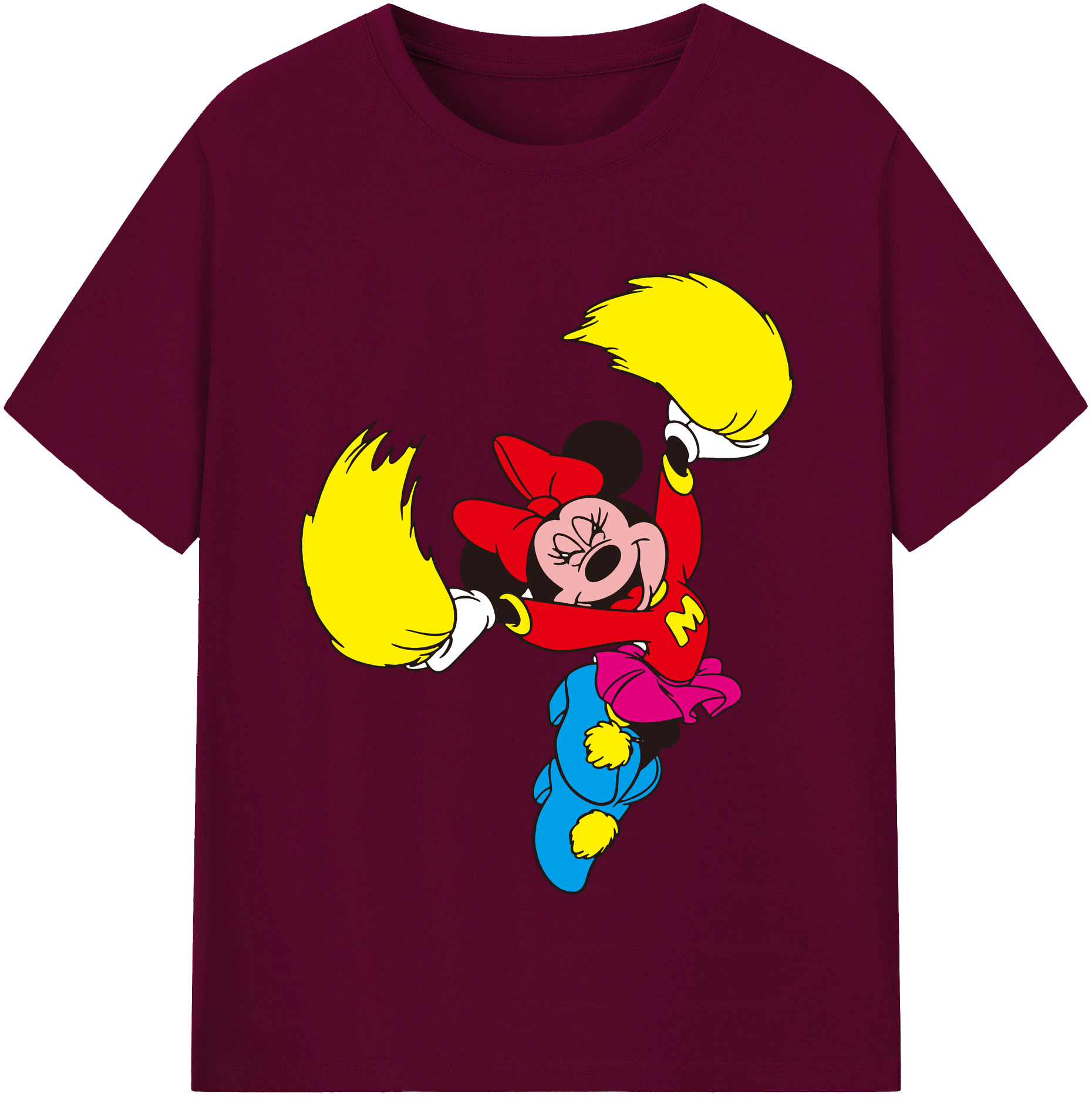 （画像用） ミッキーマウス Mickey Mouse レディースカジュアルプリントTシャツ（綿100％）